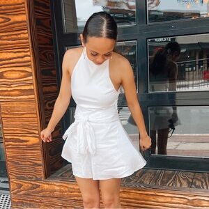White Satin Romper, Size SMALL